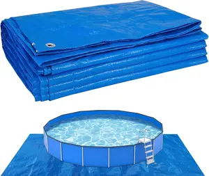 16.4 x 16.4 Ft Heavy-Duty Pool Ground Cloth -  PE Pool Mat Liner Pad Tarp for 8ft to 15ft Frame Above Ground Pools Inflatable Top Ring Swimming Pools