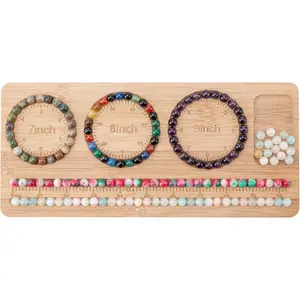 Bead Board for Jewelry Making, Bamboo Beading Board for Bracelet Making, Beads Maker, Bracelet Making Kit, Bead Tray, Bracelet Sizer, Jewelry Making Supplies