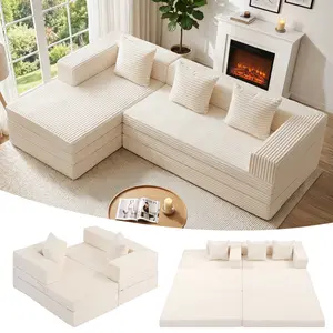 Winzoo DIY Folding Boneless Couch,Oversized Convertible Modular Sectional Sofa Bed,Modern  Cloud Couch,Sleeper Sofa,Futon for Small Spaces Apartment