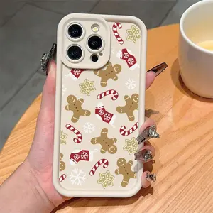 Cute Gingerbread Man Pattern Phone Case, Anti-drop Shockproof Phone Protective Cover, Phone Accessory Compatible with iPhone 6 7 8 X 11 12 13 14 15 Pro Max