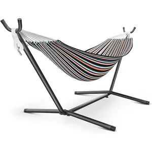 Hammock with Stand for Outside, 600lbs Portable Hammock with Carrying Bag for 2-Person Outside Patio, Heavy Duty, Easy Assembly