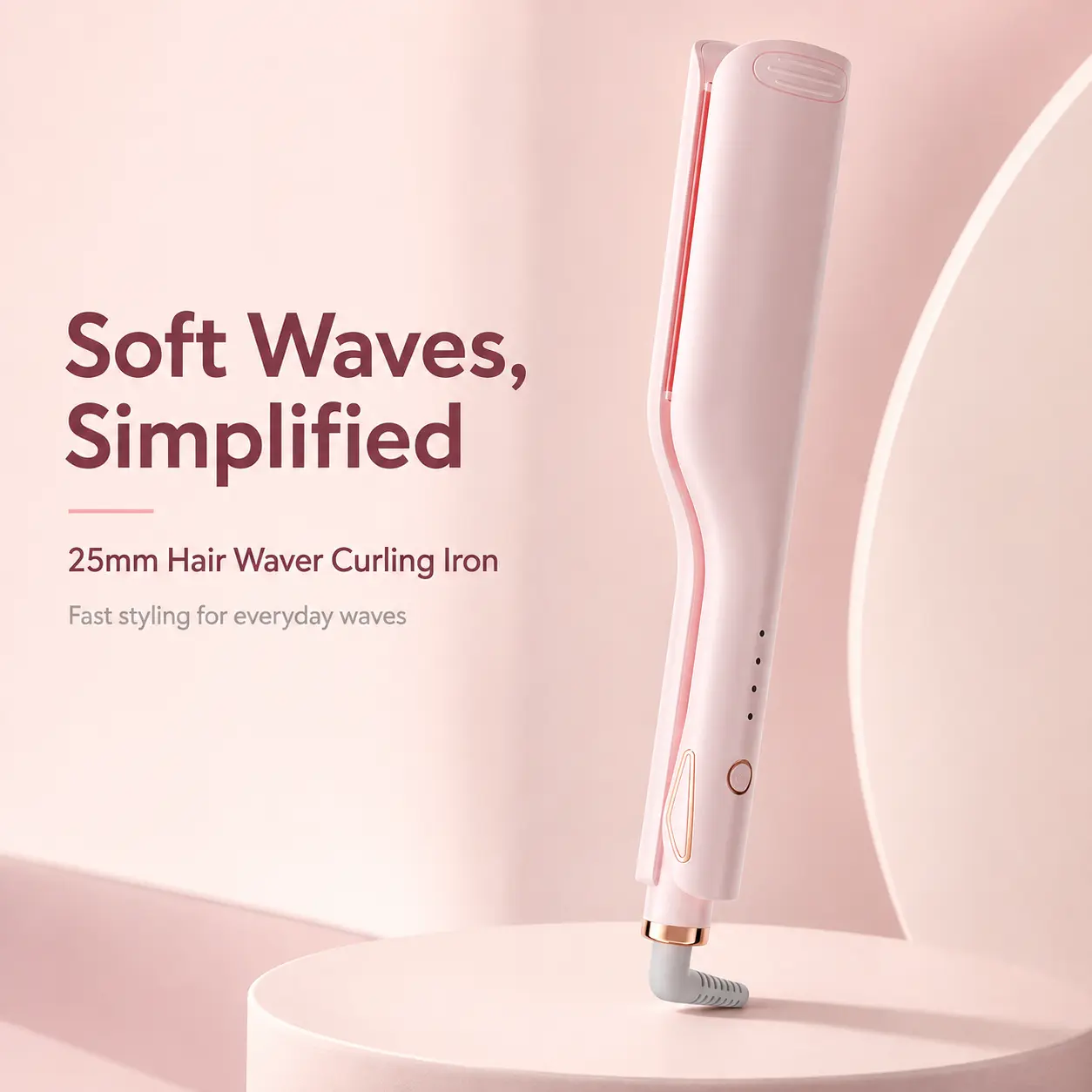 25mm Hair Waver for Women, Wave Curling Iron with 4 Heat Settings and Fast Heating Hair Styling Tool for Voluminous Waves