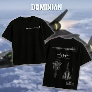 DOMINIAN  SR71 Blackbird Blueprint Double Sides Heavy Cotton T-Shirt/Hoodie Vintage Lockheed Martin Graphic Tee Military Enthusiast Streetwear Clothing Gift for Men Breathable Printing