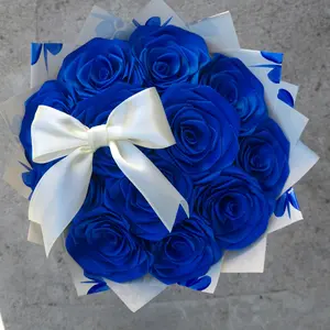 Bow Clase Azul Blue Eternal Rose Roses Bouquet Decorative Flower Decor Flores Eternas