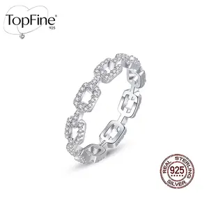 925 Pure Silvery 2.2-2.8g Exquisite Hollow Square Chain Ring Synthetic Zirconia Wedding Engagement Ring Promise Women's Ring Valentine's Day Jewelry Gift