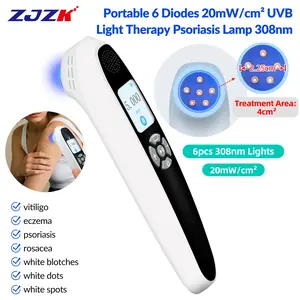 ZJZK 6 Diodes 308nm UVB Excimer Phototherapy Device, 20mW/cm² High Energy Density, Handheld Blue Light Skin Treatment, Targeted Therapy for Vitiligo, Psoriasis, Eczema, Atopic Dermatitis, Portable Home Use for Skin Disorders