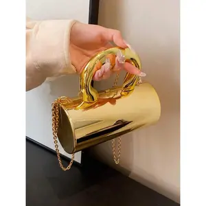 Women's Elegant Chain Strap Handbag, Exquisite Trendy Metallic-look Handbag, Fashionable Handbag for Daily Use, Daily Commuting Bag