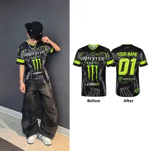 Custom Racing Jersey for Men - Personalized Name & Number Motocross T-Shirt - Neon Green & Black Graphic Sportswear - Breathable Quick-Dry Off-Road Gear for Dirt Bike, MTB & Cycling - Performance Athletic Shirt with Racing Aesthetics