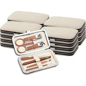 Manicure Kit Bulk, Nail Clippers Set Stainless Steel Fingernail Clippers Set, Sturdy Nail Tip Cutter Trimmers Professional Grooming Toenail Clippers Personal Pedicure Kits 7 in 1 (Pink White 12 Pack)