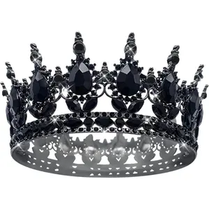 Queen Rhinestone Crown, Gold Wedding Crowns, Royal Princess Crystal Tiara Crown for Women Costume Party
