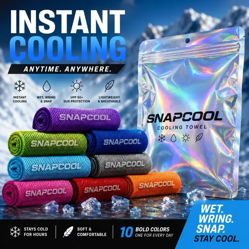 Instant Cooling Towel (32” x 12”) – Reusable Neck Towel for Sports, Outdoors, Gym Activities