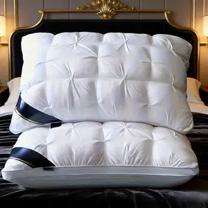 YHFYHF Luxury Hotel Quality Pillow, Deep Sleep Neck Support, High Density Non-Sagging, Satin Cover, Polyester Fiber Fill, Hand Wash & Vacuum Pack