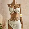 Sexy three piece bikini special fabric lace up beach swimsuit women bikini Summer Beach Bikini Tie Back Bikini Self Tie Bikini Swimwear Set Bikini Sets