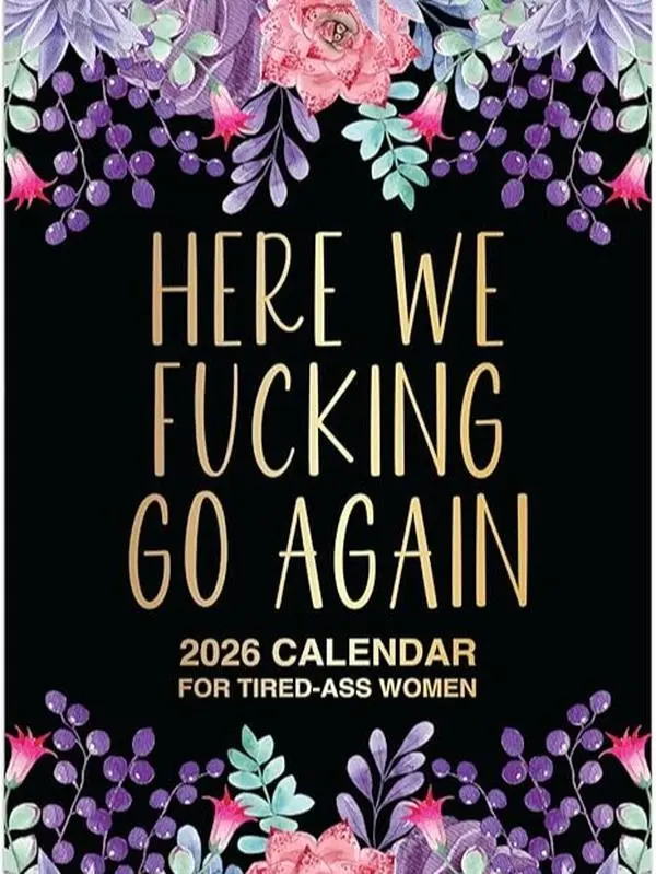 2026 Funny Swear Here We F Go Again Large Wall Calendar Gift for Women, Coworkers, and Best Friends