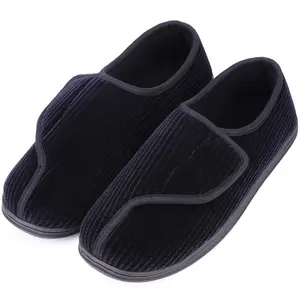 Men's Memory Foam Diabetic Slippers Comfy Warm Plush Fleece Arthritis Edema Swollen House Shoes for Comfort