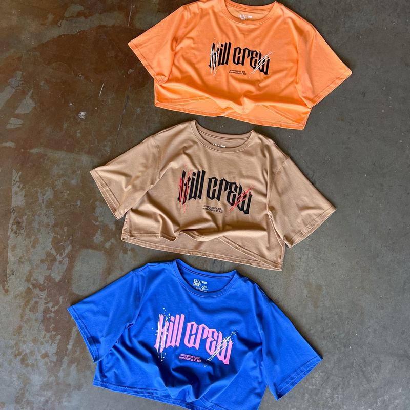 Kill Crew Crop Top Fit Womenswear Soft Comfort Tshirt Summer Streetwear Shortsleeve Casual Kill Crew Crop Top Fit Womenswear Soft Comfort Tshirt Summer Streetwear Shortsleeve Casual