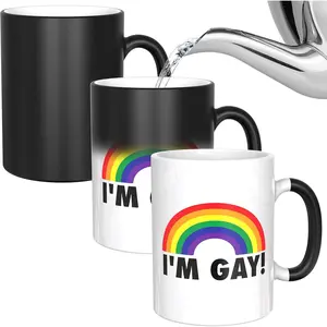 I'm Gay Rainbow Heat Change Mug - Funny Rude Mug - Message Appears as it Heats - Perfect Novelty Gag Gift, best funny gifts and pride accessories - Secret Santa or White Elephant Gift Coffee Drinkware Birthday Coffee