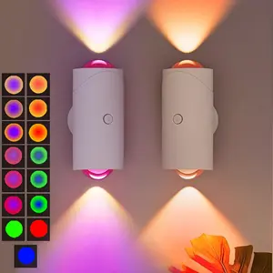 Smart LED Night Light with Motion Sensor, RGB Gradient Dimmable Wall Lamp, USB Rechargeable Indoor Ambient Lighting, Magnetic Step Lamp for Entryway, Bedside, Desk, Operated for Bedroom, Bathroom, Stairs & More,Convenient Plug-Free Charging
