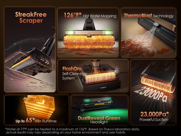 Tineco Floor ONE S9 Master Wet Dry Vacuum Cleaner, ThermoBlast Tech & Hot Water Vacuum Mop, 23kPa Suction, 65 Min Runtime, 185°F Flashdry, 3.9inch Ultra-Slim Stretch Mop Tineco Floor ONE S9 Master Wet Dry Vacuum Cleaner, ThermoBlast Tech & Hot Water Vacuum Mop, 23kPa Suction, 65 Min Runtime, 185°F Flashdry, 3.9inch Ultra-Slim Stretch Mop