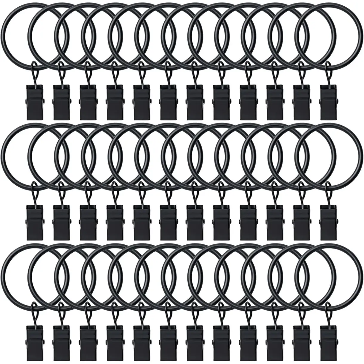 36 Pack Curtain Rings with Clips, Drapery Clips with Rings, Hangers Drapes Rings, Drapery Rings 1.26 inch, Fits up to 1 inch Diameter Curtain Rod, for Hanging Drapes Bows Hat and So On
