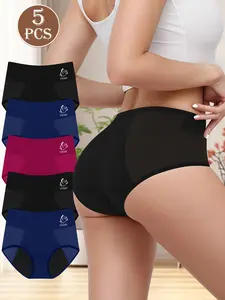 Women's Period Panties Set of 5, High Waist Breathable Mesh, Fitted Underwear for All Seasons, Abdominal Support and Butt Lifting, Womenswear