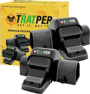 TRATPER Rat and Chipmunk Traps Dual Tunneled Design Covered Snap Traps for Humane Kill Reusable Pest Control for Rats Indoor & Outdoor Use 2 Pack