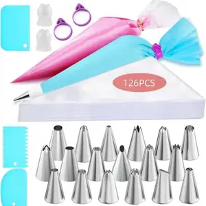 126pc Cake Decorating Tool Set, Including Baking Tools, Molds, Piping Bags, and Piping Tips. Suitable for Home Baking. Pop Kit with Accessories