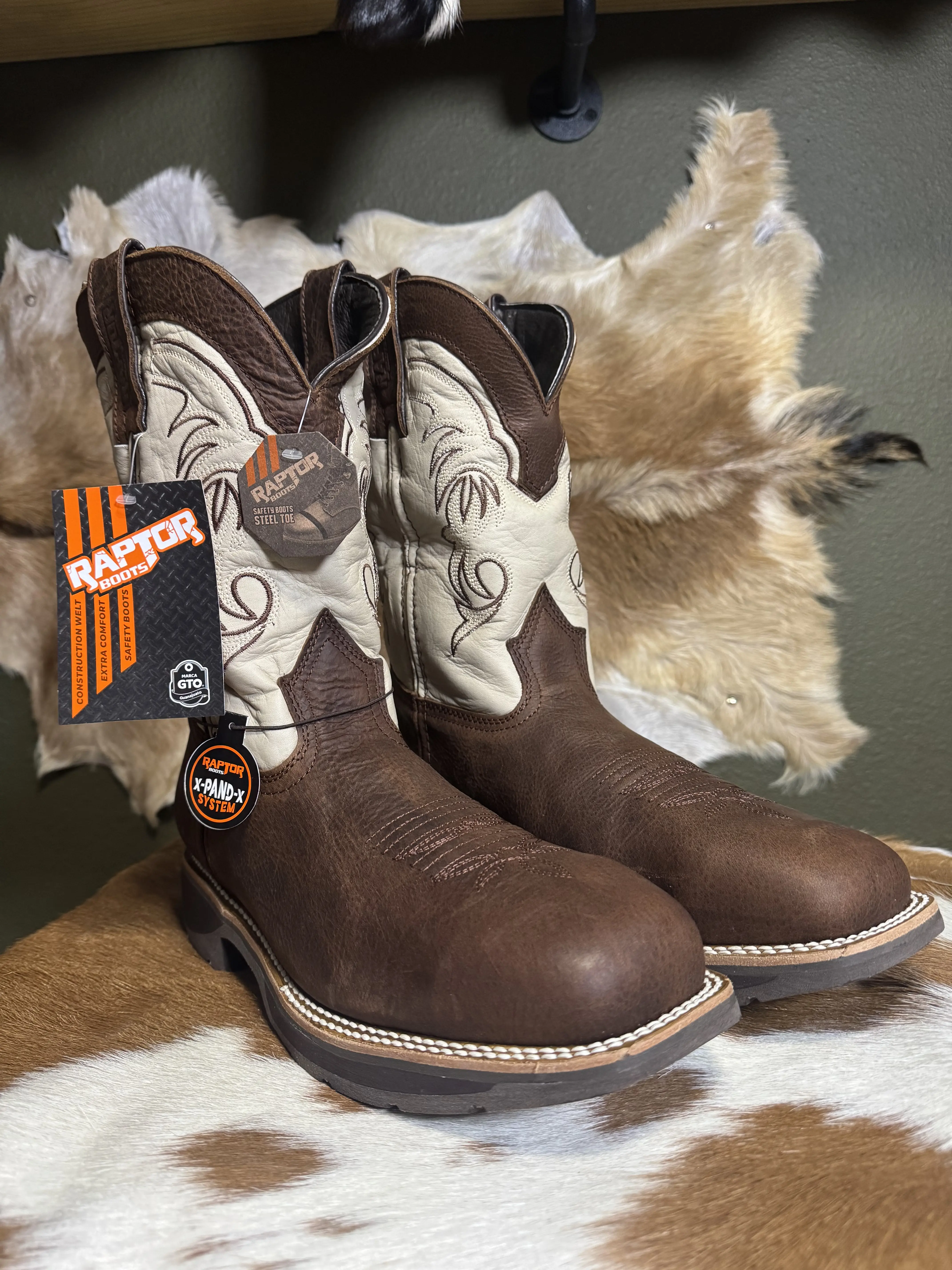 Cream-Bone Raptor Steel Toe Boots