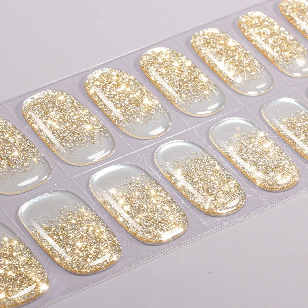 16pcs Shimmering Semi-Cured Gel Nail Strips, Gel Nail Stickers, Self-Adhesive Full Set, UV Lamp Required, Easy Apply & Remove, DIY Nail Art Kit, Gel Nail Tips for Women & Girls, Nail Art Supplies, Decorative Nails