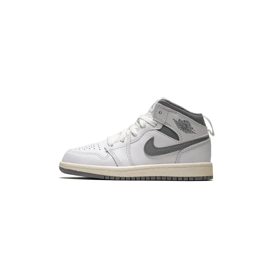 Little Kid's Jordan 1 Mid White/Stealth (640734 135)