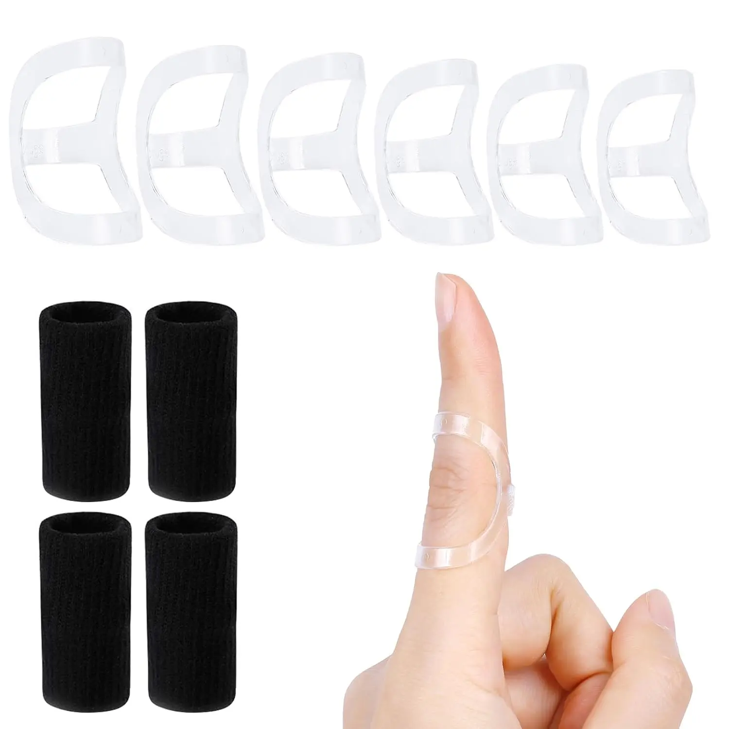 Healthcare Smooth Oval Finger Splints & Sleeves Kit (10Pcs, Sizes 4,5,6,7,8,9) - Arm, Hand & Finger Support Medical Supply