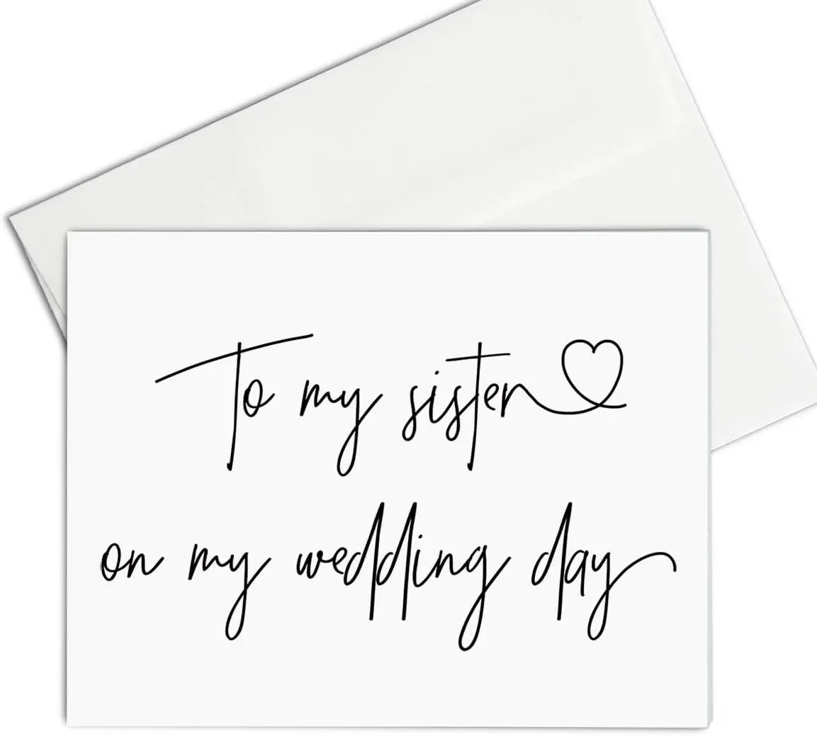 to My Sister on My Wedding Day Card, Bridesmaid Gifts, Thank You Cards for Bridal Party, from Bride Groom