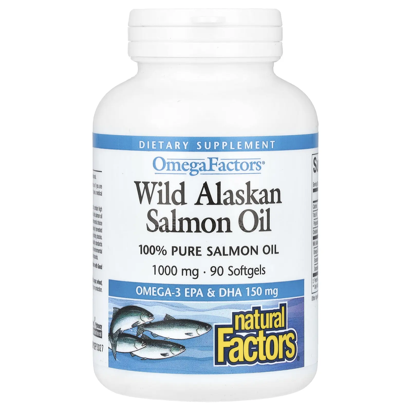 Natural Factors OmegaFactors, Wild Alaskan Salmon Oil, 1,000 mg, 90 Softgels