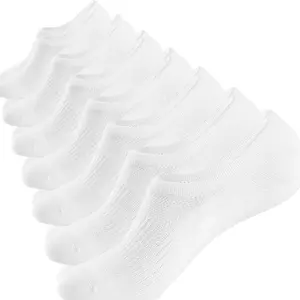 7-Pack Men’s No Show Socks – Cotton Breathable Low Cut Ankle Socks with Anti-Slip Heel, Invisible & Comfy Everyday Wear-Pure White