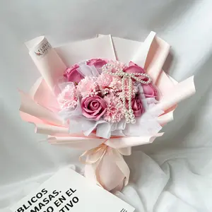 Artificial Flower Bouquet, DIY Carnation & Rose Bouquet, Eternal Rose Flowers, Elegant Decorative Flower for Wedding & Special Occasions, Fruit