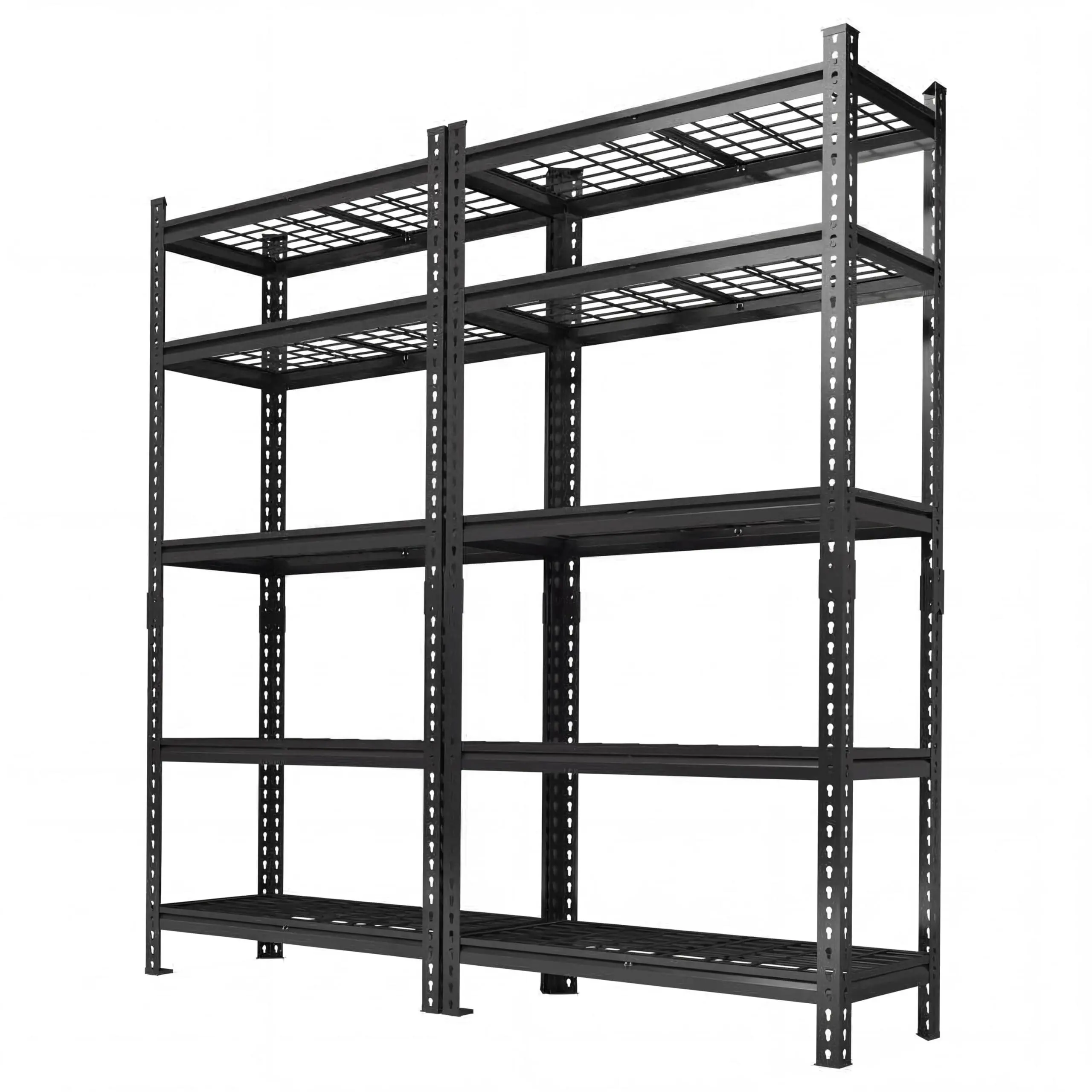 GAOMON 2-Piece Industrial Steel Boltless Storage Rack, 5-Tier Heavy-Duty Adjustable Floor Shelving Unit, 2000 LB Capacity, 72”H x 36”W x 16”D Black Organiser with High-Density Particleboard for Quick Garage Organization, Boltless Design