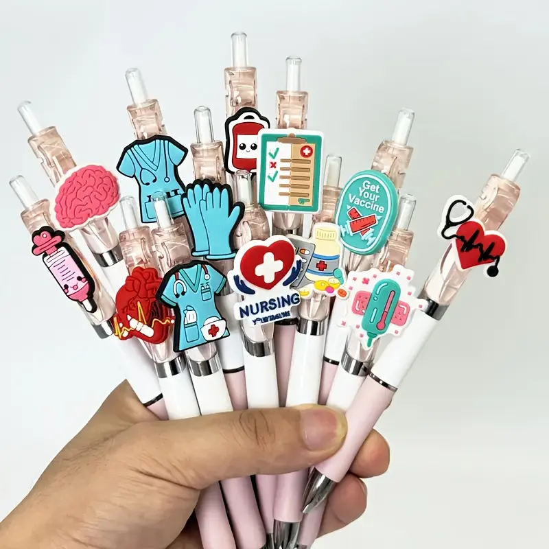 10/20pcs Ballpoint Pens, Pink Medical Series Neutral Gel Pens, Gel Pens Set, Suitable for Doctors, Nurses and Students, Stationery for Halloween & Christmas Party Gifts, Cute Aesthetic Pens, Cute Writing Pen