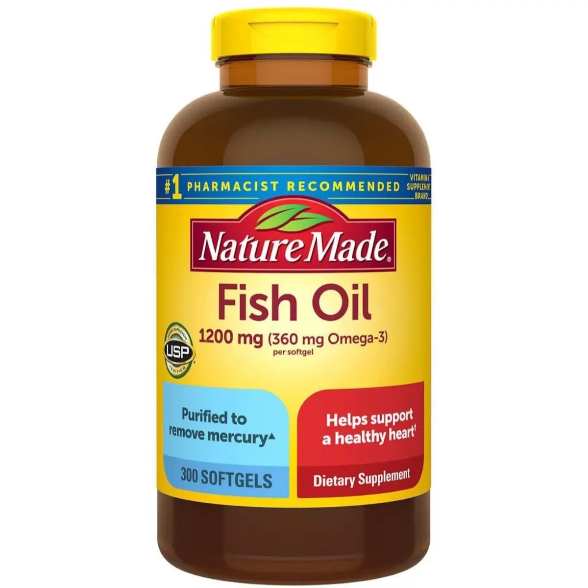 Nature Made Omega 3 Fish Oil 1200mg 300 softgels. Supplement Healthcare Healthy