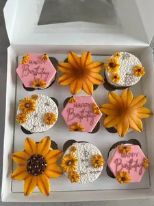 Sunflower Fondant Birthday Toppers Set