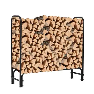 GARVEE 4 ft Firewood Rack for Outdoor & Indoor Use - Heavy Duty Steel Mesh Log Holder with Weatherproof Cover, Durable Wood Stacker, Ventilation Design, Easy Assembly for Fireplace and Patio Storage