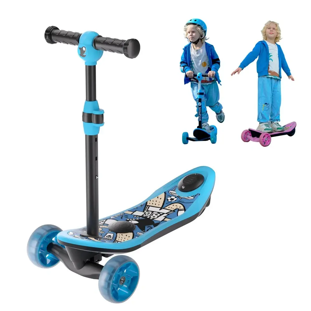 Kids' 3-Wheel Mini Long Range Electric Scooter with Ride on Wheels, Height Adjustable, 10mph Speed, Fun Design, Blue/Pink, Sports & Outdoor Gift