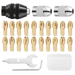 26 Pieces Drill Chuck Adapter Set for Dremel 4486 Drill Chuck,4485 Collets,Accessory Set for Multifunctional Tools for Electric Sanders,Rotary Tools,Christmas Party Gifts,Hand Tools Kits