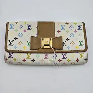 Pre-owned X204 Louis Vuitton Multicolore Monogram Canvas Sarah Wallet White 26.05.06