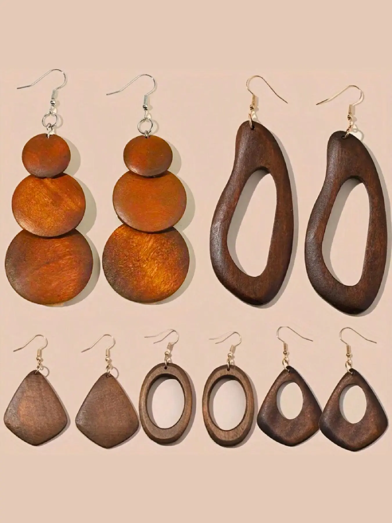Wooden Earrings Set, Vintage Style Dangling Earrings, Earring Stacks, Earrings for Women, Fashion Jewelry Accessories for Women & Girls, Vintage Appeal, Statement Earrings
