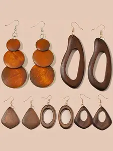 Wooden Earrings Set, Vintage Style Dangle Earrings, Earrings for Women, Fashion Jewelry Accessories for Women & Girls, Vintage Appeal