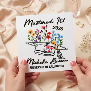 Personalized Wildflower Graduation Card, Mastered It 2026 Grad Card for Her, Custom Masters Degree Graduation Gift | Gift Card with Envelope