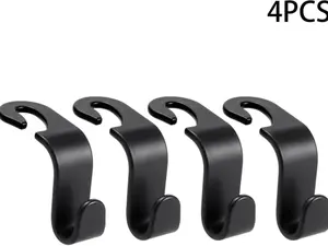 4-Pack Car Seat Headrest Hooks – Universal Auto Organizer (Black)