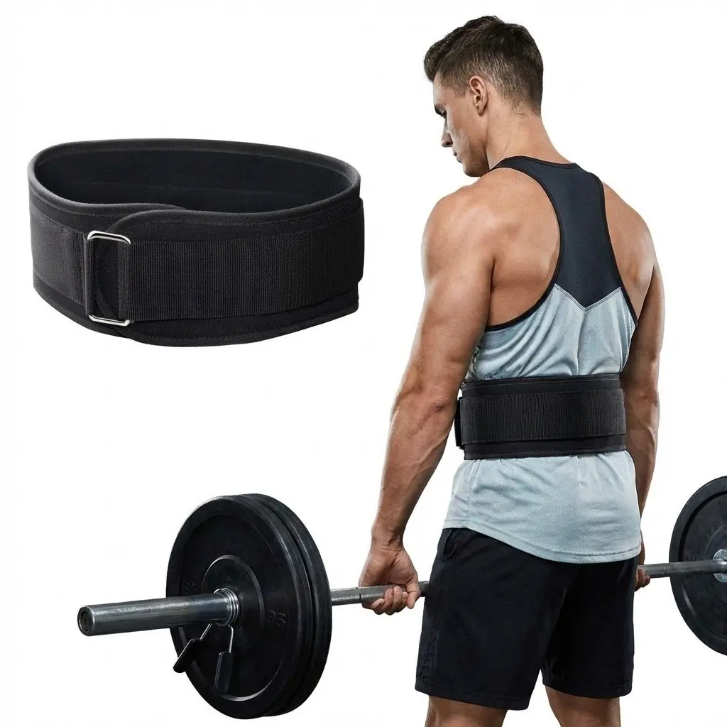 Adjustable Weightlifting Belt with Dual D-Ring Buckles, Powerlifting Belt, Sports Waist Belt, Gym Belt, Workout Fitness Belt, Waist Support Strap for Squats, Dumbbell, Barbell Training, Fitness Protection, Adjustable Protective Belt