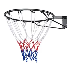 Basketball Rim Wall Door Mounted Hoop Heavy Duty Q235 Flex Rim Goal Replacement with Net Double Spring Standard 18" Indoor Outdoor Hanging Hoop for Kids Adults