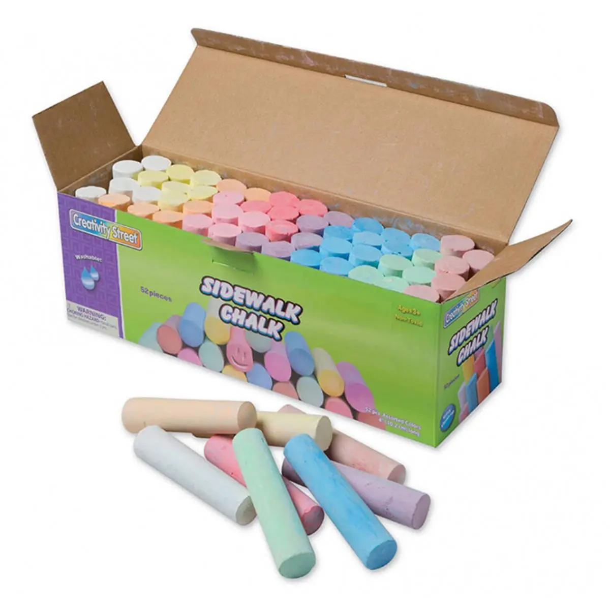 Pacon  Creativity Street Sidewalk Chalk, Assorted Colors - 52 Piece - 2 Each